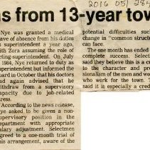 Nye resigns from 13-year town post