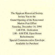 SHS invitation to renovated p.o.