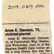 Anne E. Dawson, 75, violinist/pianist