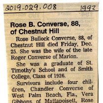 Rose B. Converse, 88, of Chestnut Hill