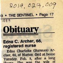 Edna C. Archer, 66, registered nurse