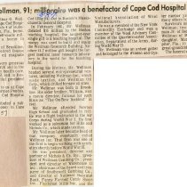 Arthur O. Wellman, 91; millionaire was a benefactor of Cape Cod Hospital