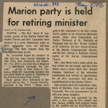 Marion party is held for retiring mimister