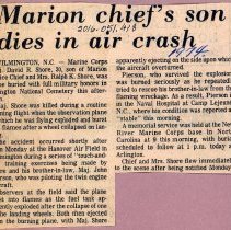 Marion chief''s son dies in air crash