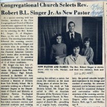 Congregational Church Selects Rev. Robert B. L. Singer Jr, As New Pastor
