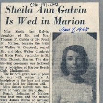 Sheilka Ann Gaklvin Is Wed in Marion