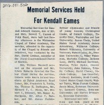 Memorial Services Held For Kendall Eames