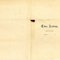 Letter announcing opening of Tabor Academy.