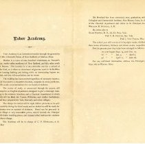 Letter announcing opening of Tabor Academy.