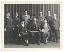 Irwin Richard with Mayor J. Henry Stump, civic club leaders and Pomeroy's o