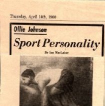 Article entitled "Ollie Johnson; Sports Personality"