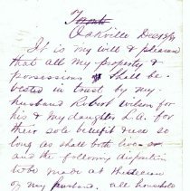 Will possibly written by Louisa Wilson on two small pages in purple ink