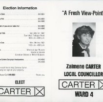 Zaimene Carter election campaign flyer (1982)
