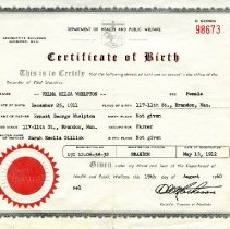Birth Certificate of Velma Whelpton