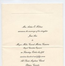 Invitation to Wedding of Jane Ann Hillmer