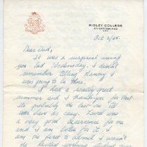 Letter from Cameron A. M. Hillmer to father.