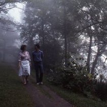 A couple taking a stroll in Dingle Park.