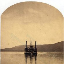 1073. Lake Champlain, Steamer Vermont approaching Ticonderoga