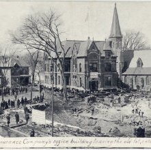 Glens Falls Insurance Company's office building leaving the old lot, entering the new
