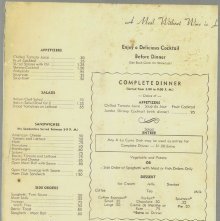 Rocco's Pioneer Restaurant Menu