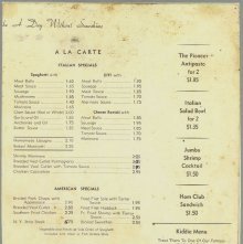 Rocco's Pioneer Restaurant Menu