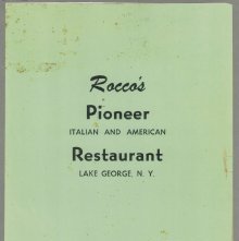 Rocco's Pioneer Restaurant Menu
