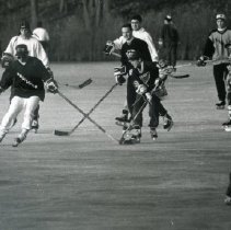 Ice Hockey on Winter Pond