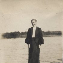 Woman on a rock in the river