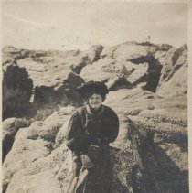 Woman probably on the Harbor Rocks