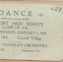Dance ticket January 6, 1932