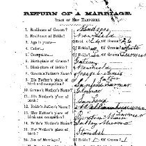 Annis-Hanscon Return of Marriage, dated 18xx