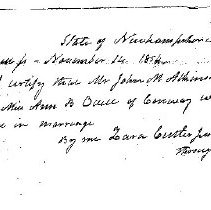 Atkinson-Odell (sp) Marriage Certificate, dated 14 Nov 1854