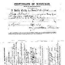 Bickford-Bean Marriage Certificate, dated 27 Apr 1867