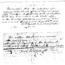 Bryant-McIntire Marriage Certificate, dated 22 Aug 1856