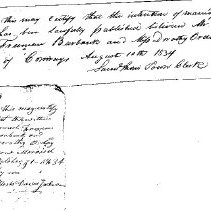 Burbank-Ordway Marriage Certificate, dated 31 Oc 1834