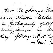 Beckmill(sp)-Fletcher Marriage Certificate, dated 9 May 1852