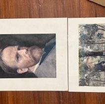 Self Portrait & Artist Sketching in a Park by J.W Champney