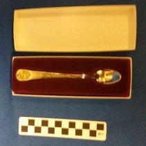 child's silver spoon, "Wesley United Methodist Church of Minneapolis", in b