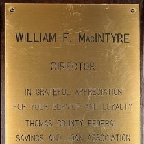 William Frasier MacIntyre, Sr. | Thomas County Federal Savings & Loan Association