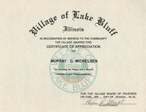 Certification of Appreciation Michelsen