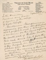 Letter correspondence between George McKinlock and the Village
