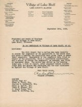 Letter Regarding McKinlock vs Village of Lake Bluff