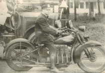 Eugene Spaid on his motorcycle