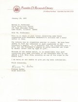 Letter to Murray Michelsen from F. D. R. Library