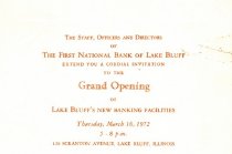 Invitation for The First Bank of Lake Bluff