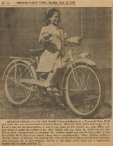 Lynne Shaw with her new Schwinn bicycle