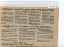 Hearing on Village Appropriations Set for Monday