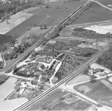Aerial view Quinn Nursery, Route 42, Ashland Ohio taken May 6, 1957.
