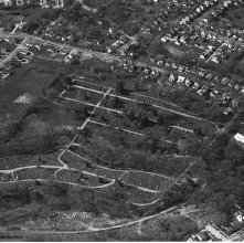 Aerial view Ashland Cementery, West Main Street, Ashland, Ohio taken May 1