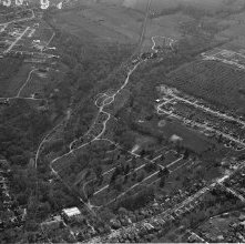 Aerial view Ashland Cementery, West Main Street, Ashland, Ohio taken May 1